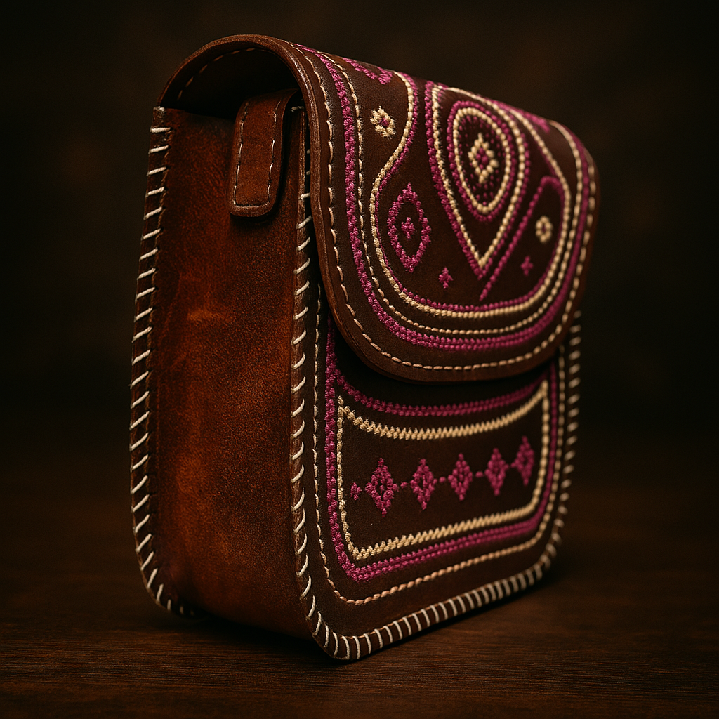 Heritage Leather Side Bag with Dedhi Work – Timeless Craftsmanship & Style