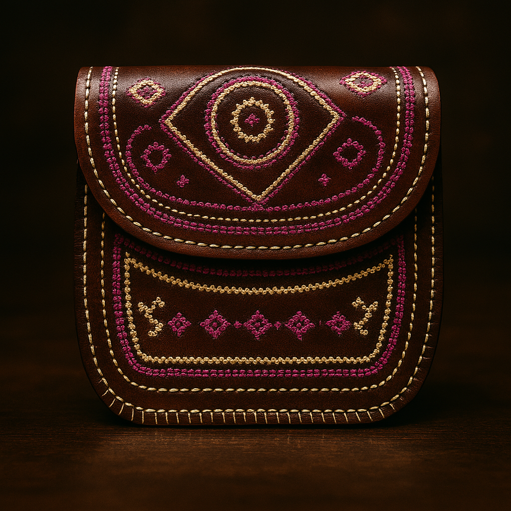 Heritage Leather Side Bag with Dedhi Work – Timeless Craftsmanship & Style