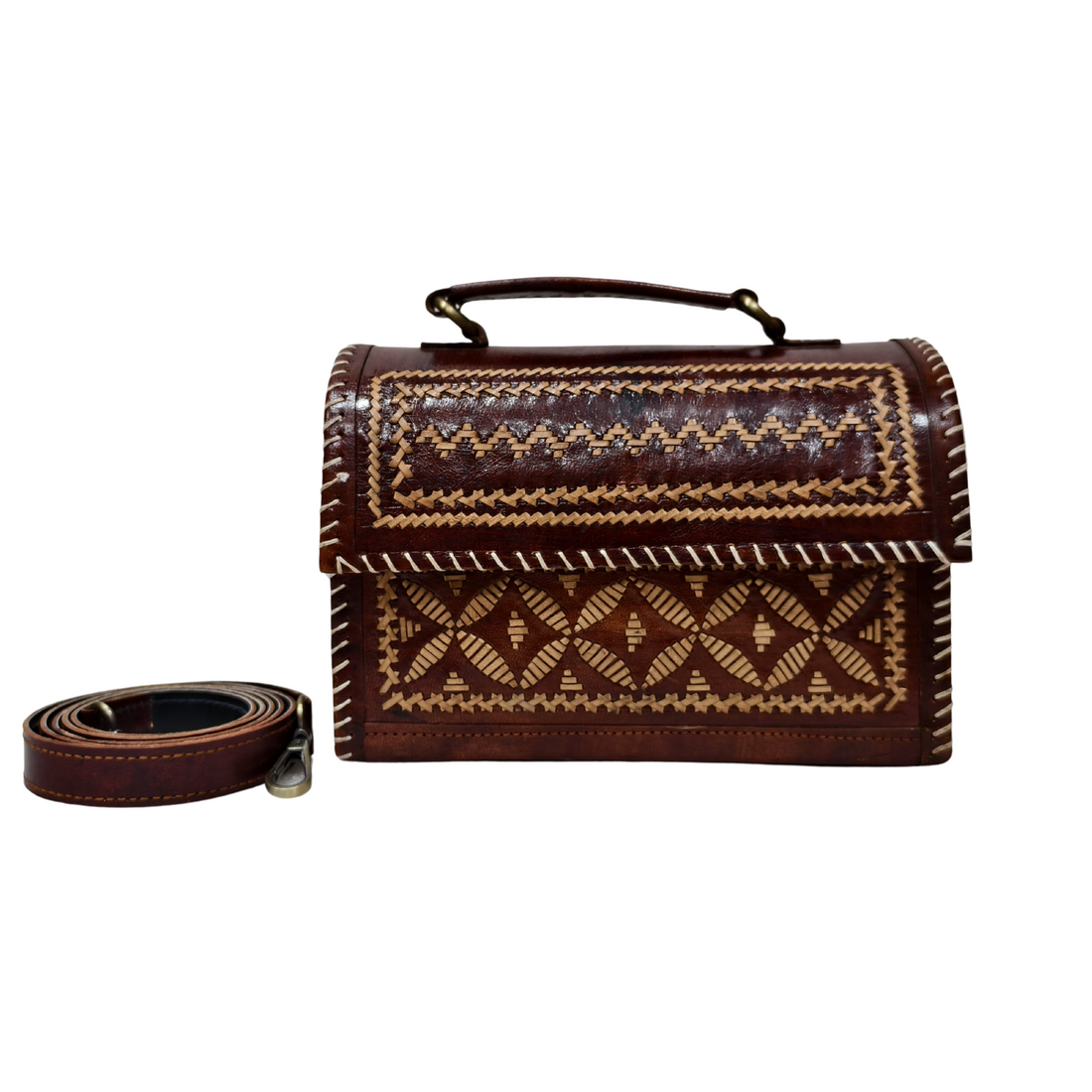 Hut Leather Bag with Dedhi Work – A Fusion of Tradition & Elegance