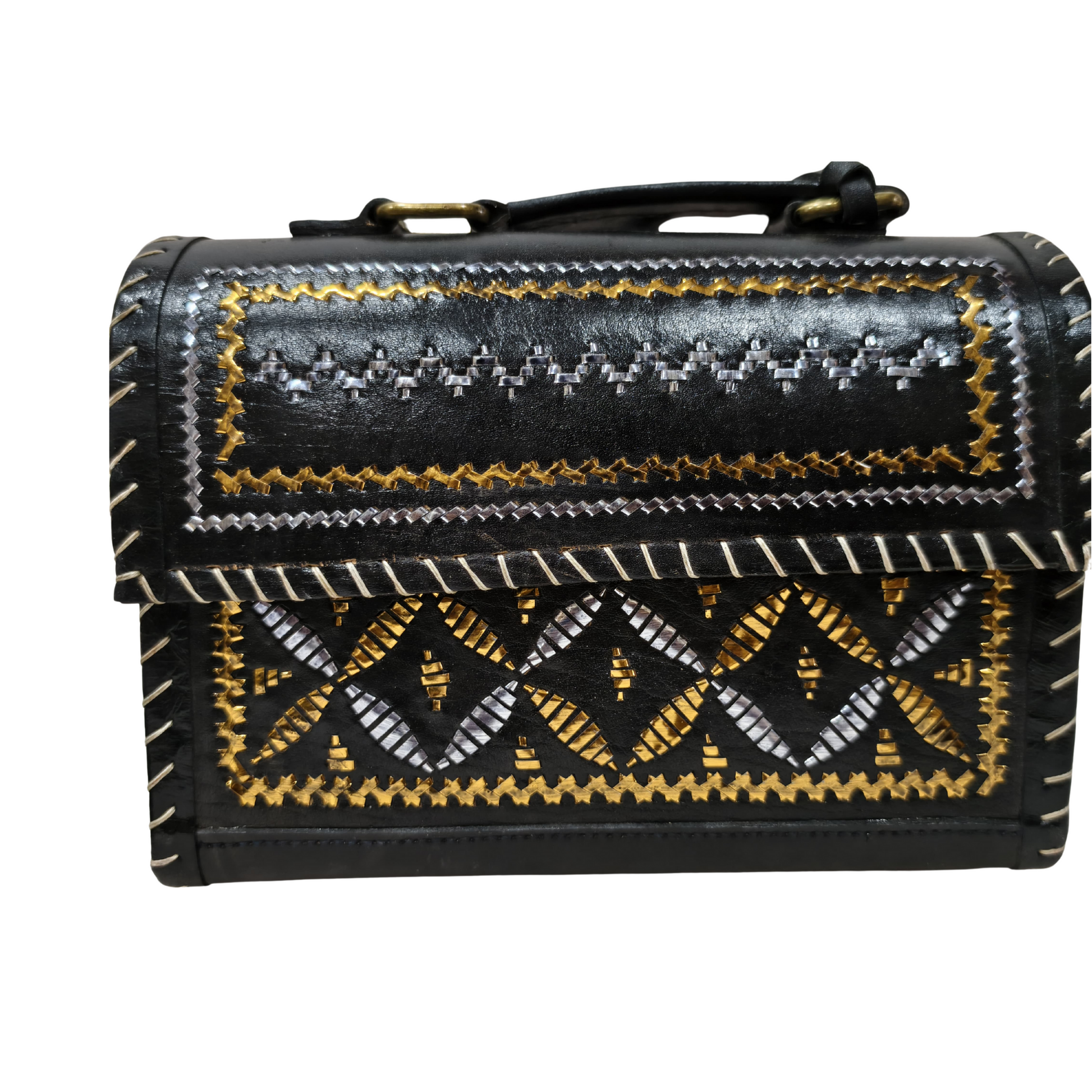 Hut Leather Bag with Jurr Work – A Blend of Artistry & Elegance