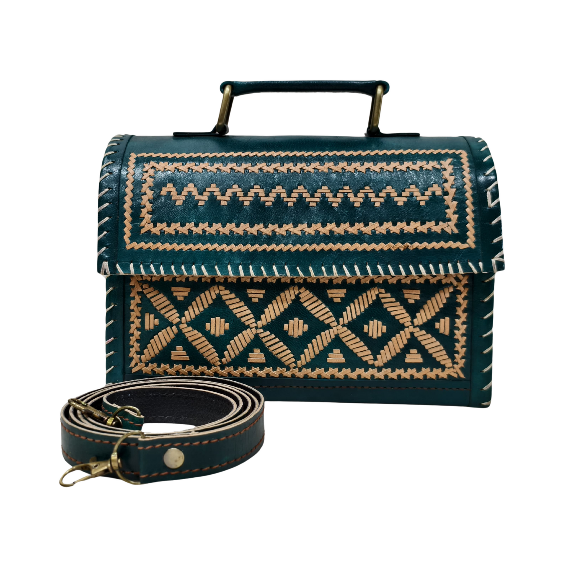 Hut Leather Bag with Dedhi Work – A Fusion of Tradition & Elegance