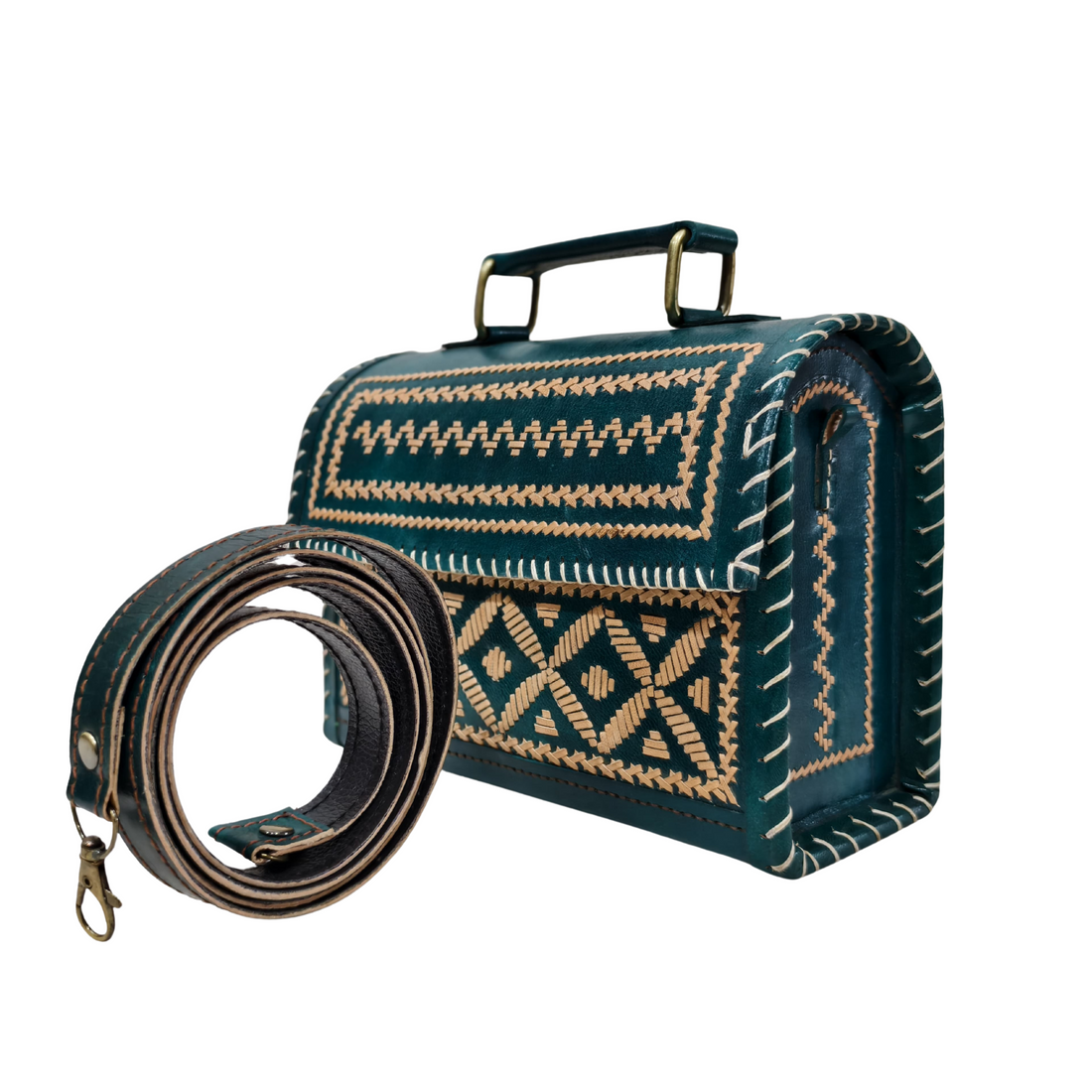 Hut Leather Bag with Dedhi Work – A Fusion of Tradition & Elegance