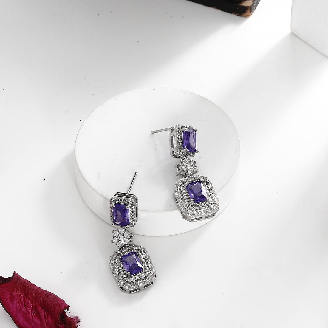 Imported American Diamond Necklace with Purple Colors – A Majestic Blend of Glamour and Grace