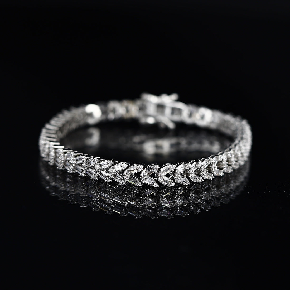 Imported American Diamond Two Line Silver Bracelet – Double the Sparkle, Timeless Elegance