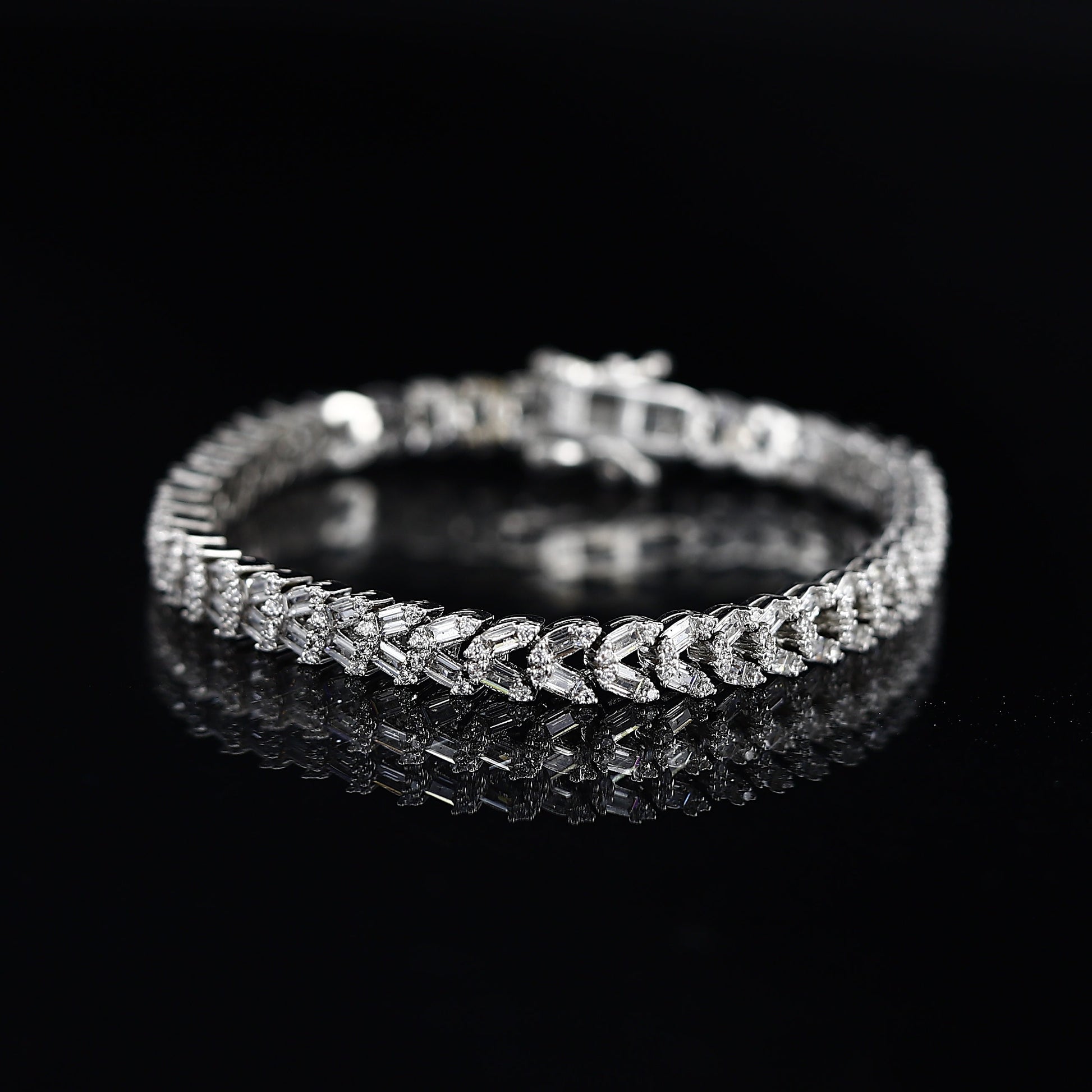 Imported American Diamond Two Line Silver Bracelet – Double the Sparkle, Timeless Elegance