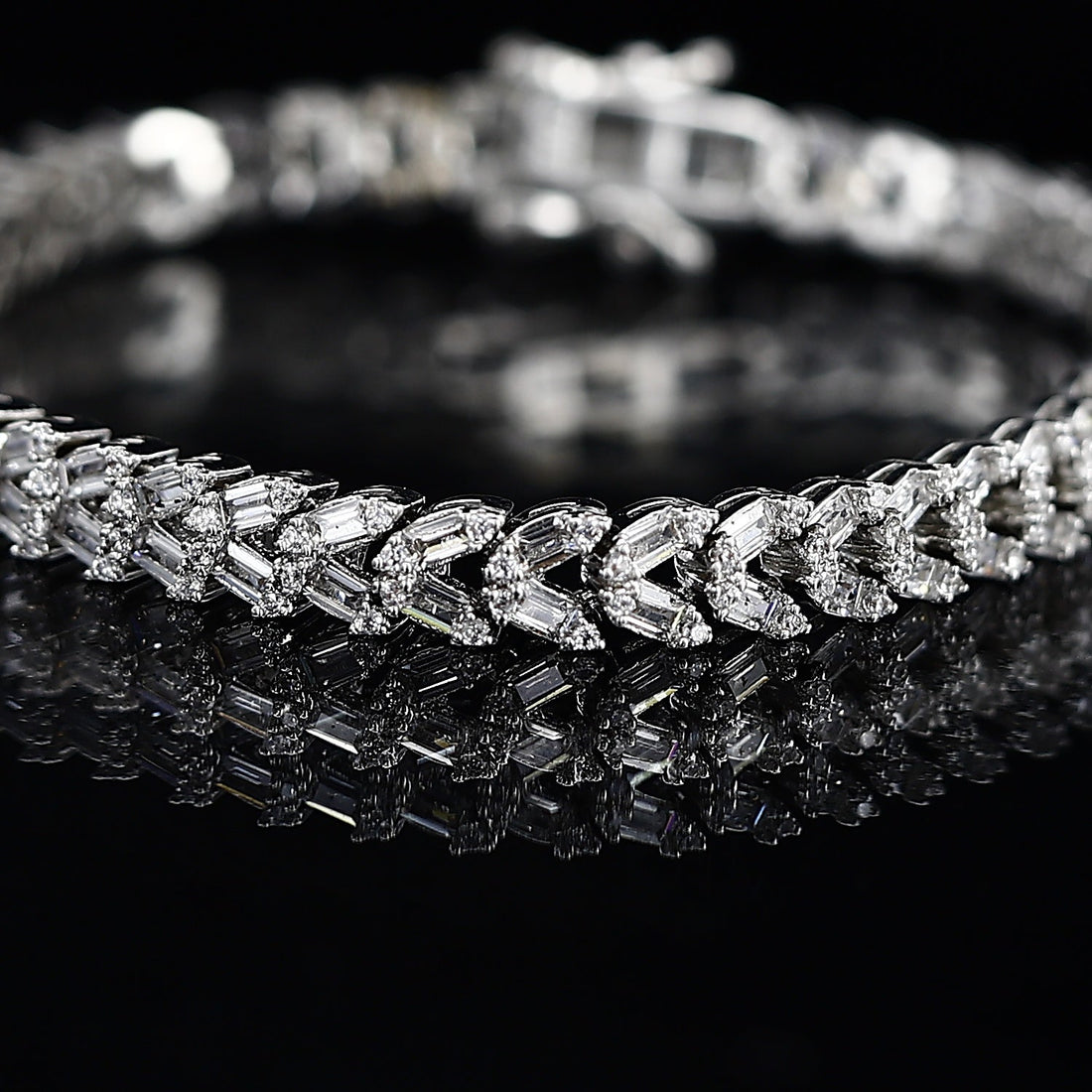 Imported American Diamond Two Line Silver Bracelet – Double the Sparkle, Timeless Elegance