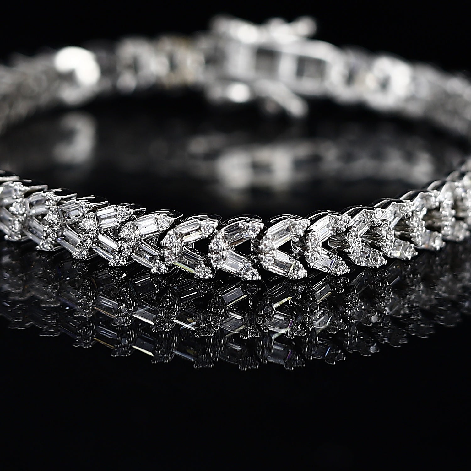 Imported American Diamond Two Line Silver Bracelet – Double the Sparkle, Timeless Elegance