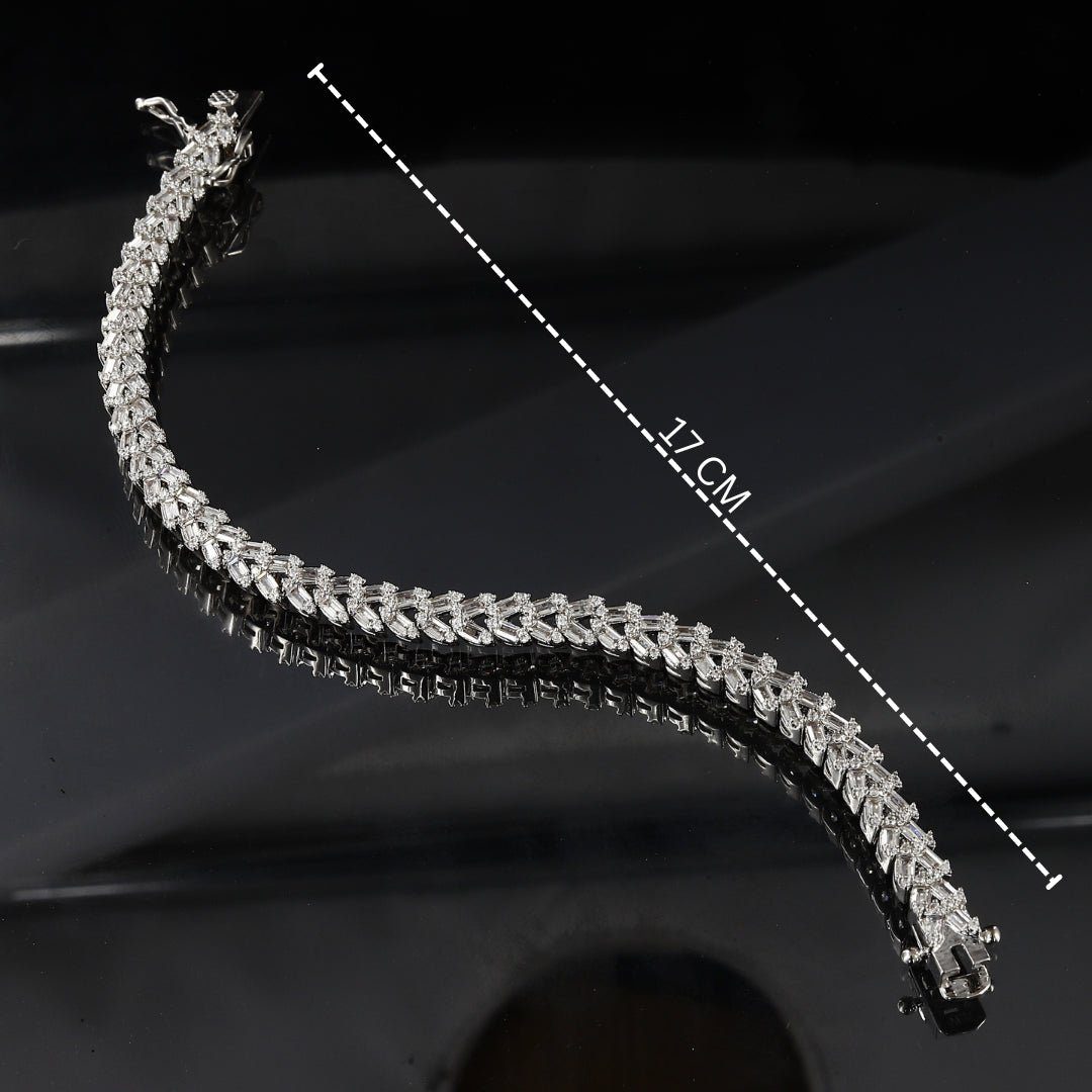 Imported American Diamond Two Line Silver Bracelet – Double the Sparkle, Timeless Elegance