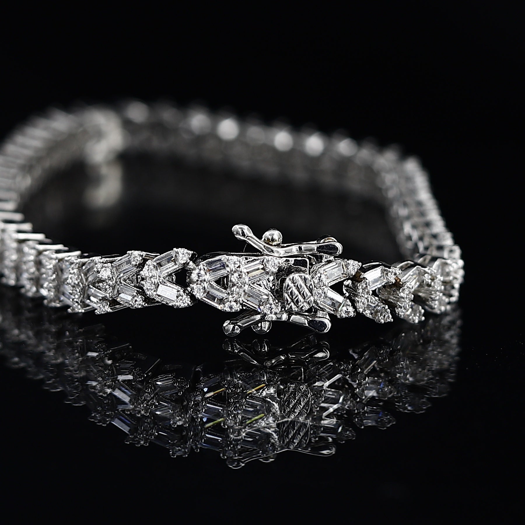 Imported American Diamond Two Line Silver Bracelet – Double the Sparkle, Timeless Elegance