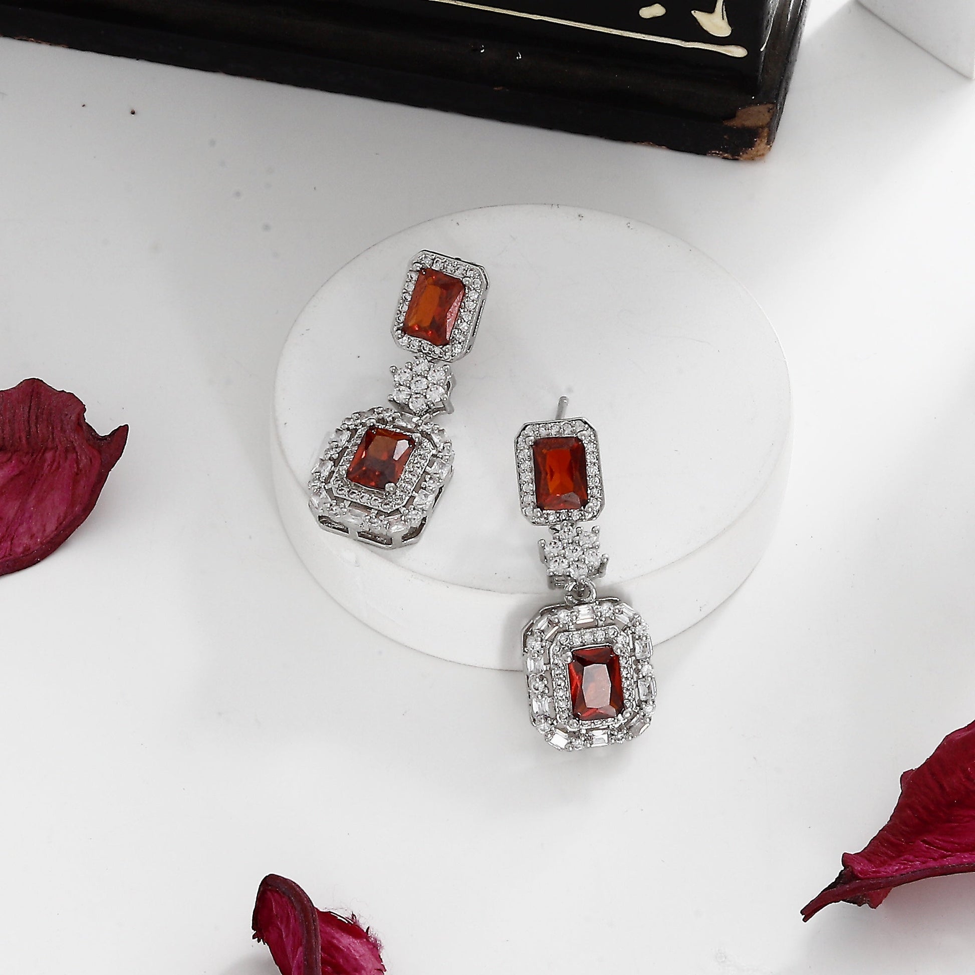 Imported American Diamond Necklace with Red Colors – A Bold Expression of Elegance and Glamour