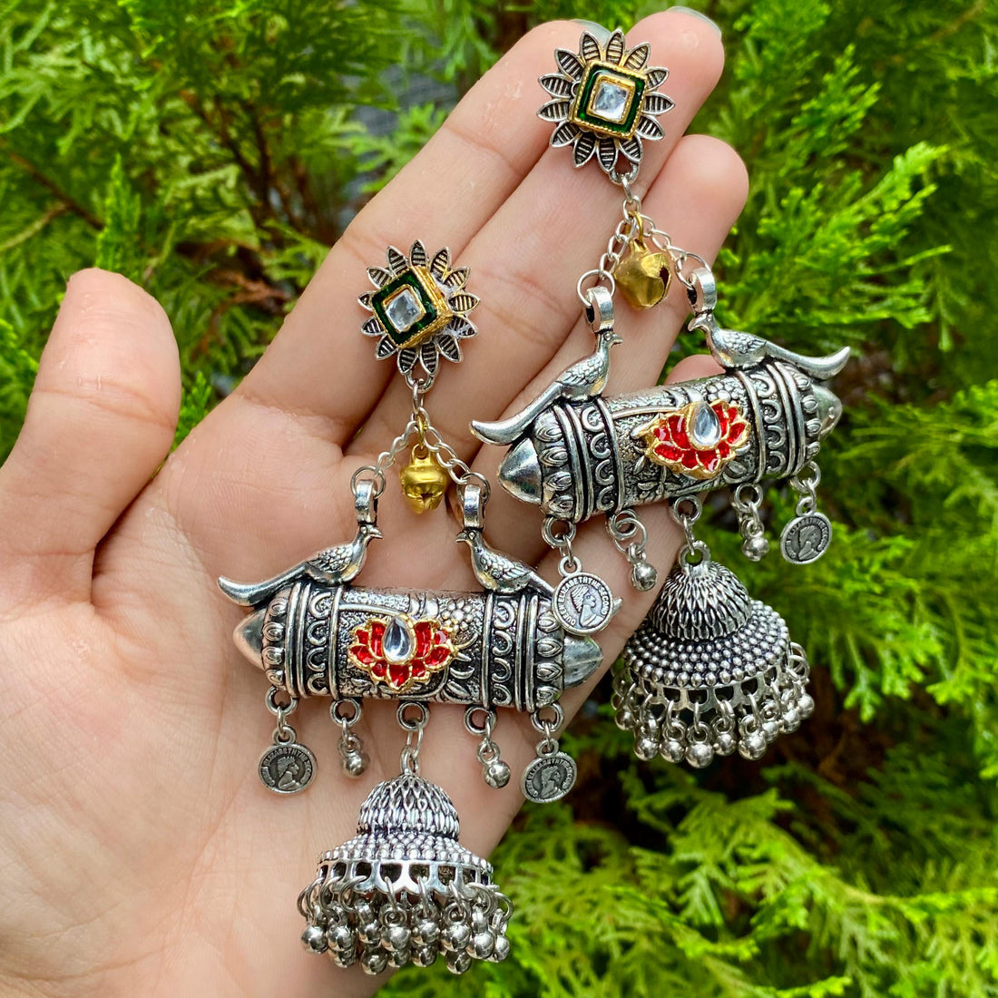 Kamadhenu Temple Jhumkas – A Divine Blend of Spirituality and Elegance