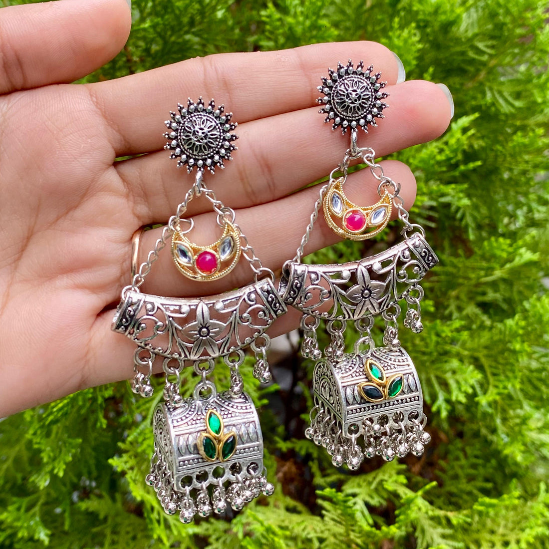 Kanchan Meenakari Treasure Jhumkas – A Radiant Fusion of Color and Craftsmanship