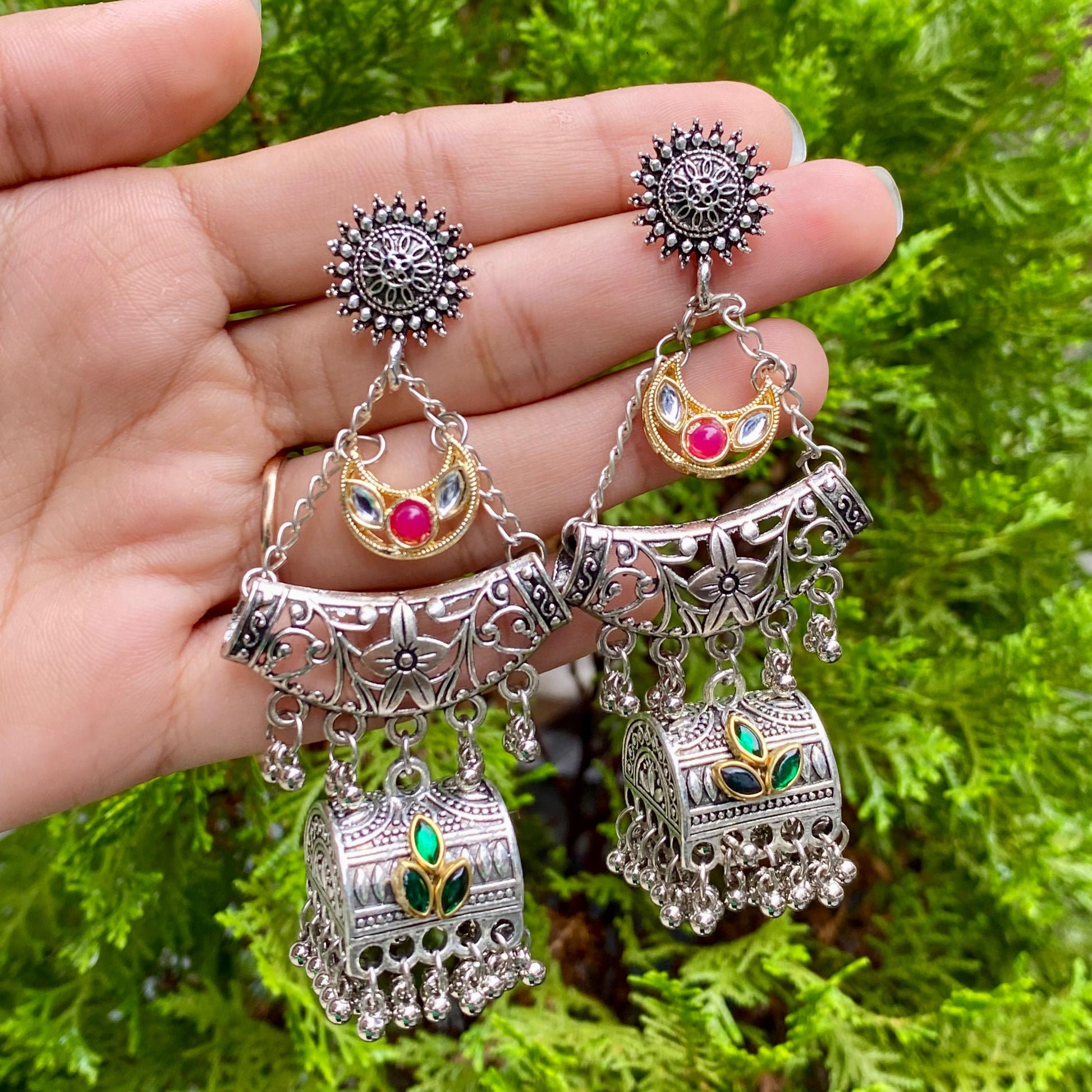 Kanchan Meenakari Treasure Jhumkas – A Radiant Fusion of Color and Craftsmanship