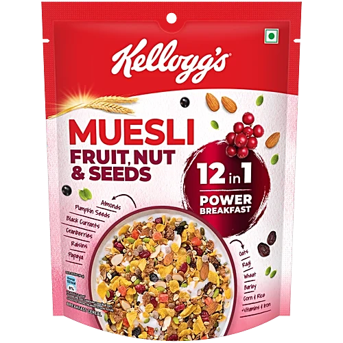 Kellogg’s 12 in 1 Power Muesli – A Wholesome Breakfast of Fruits, Nuts & Seeds (240g)