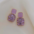 Lavender Luxe Crystal Stud Earrings – Modern Indian Drop Elegance for Women