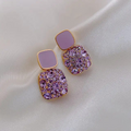 Lavender Luxe Crystal Stud Earrings – Modern Indian Drop Elegance for Women