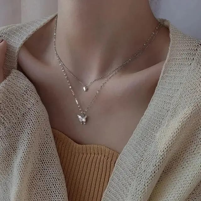 Layered Butterfly Pendant Necklace – Grace in Layers, Style in Flight