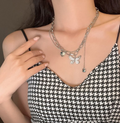 Layered Butterfly & Heart Charm Necklace – Where Love Meets Lightness