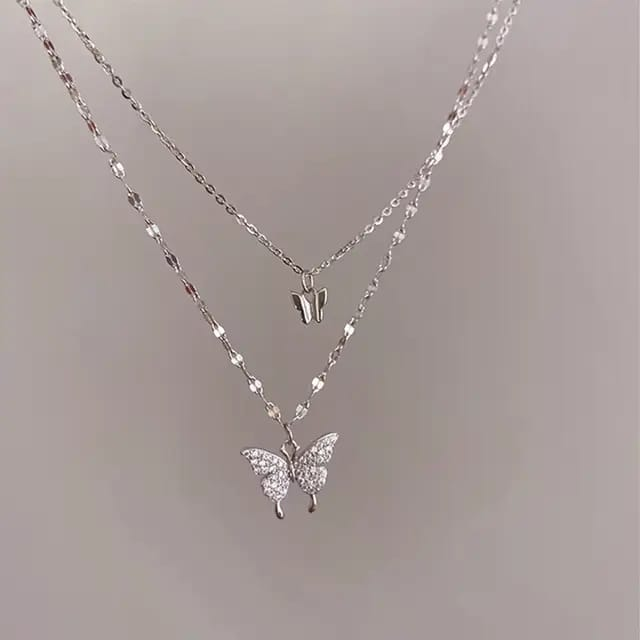Layered Butterfly Pendant Necklace – Grace in Layers, Style in Flight
