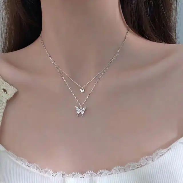 Layered Butterfly Pendant Necklace – Grace in Layers, Style in Flight