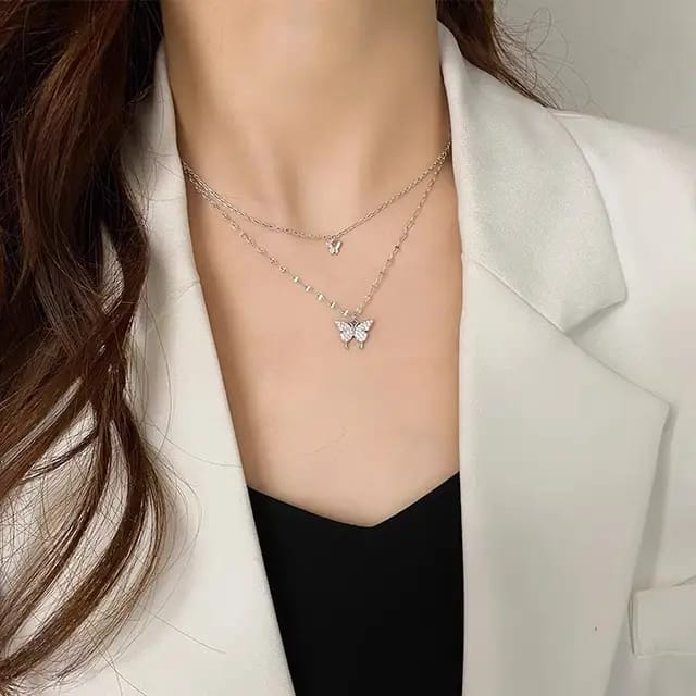 Layered Butterfly Pendant Necklace – Grace in Layers, Style in Flight