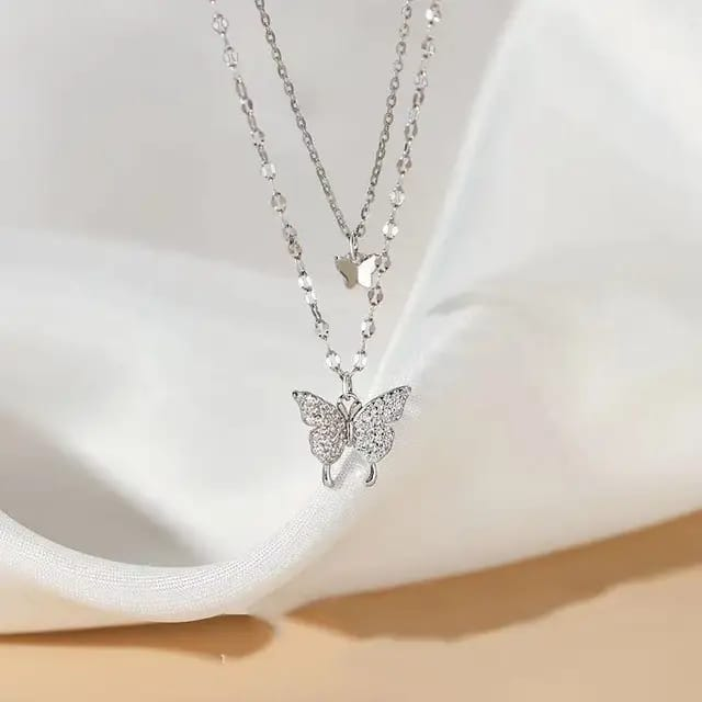 Layered Butterfly Pendant Necklace – Grace in Layers, Style in Flight