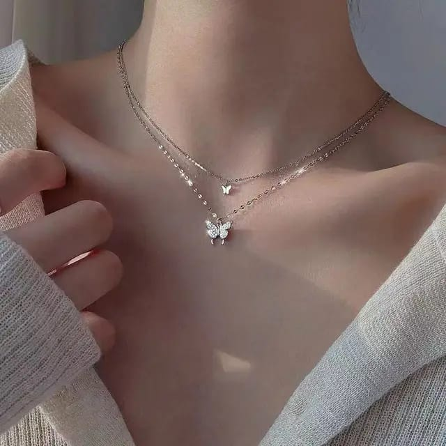 Layered Butterfly Pendant Necklace – Grace in Layers, Style in Flight