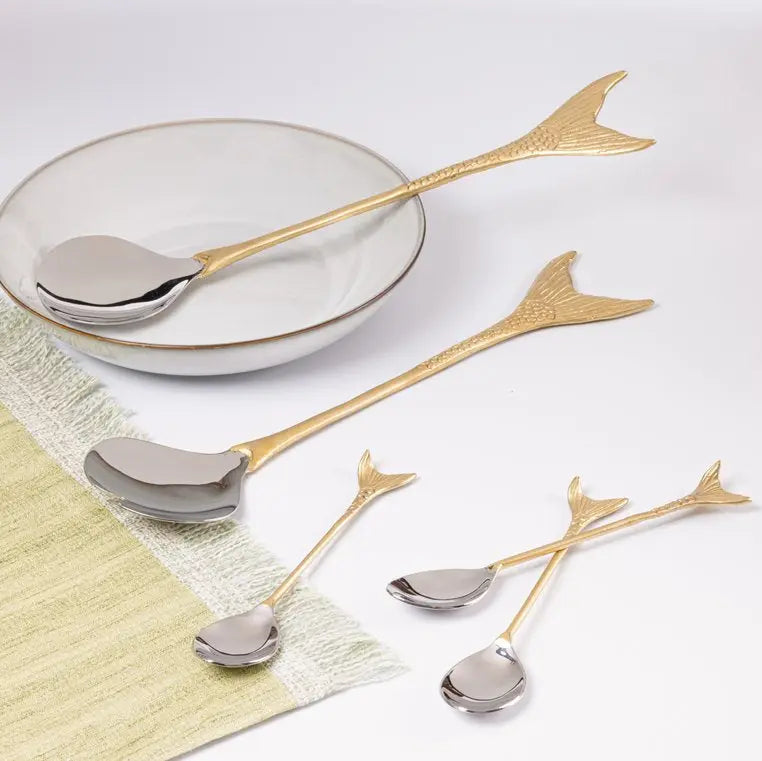 Mermaid Gold & Silver Dessert Spoons | A Touch of Elegance for Your Sweet Moments