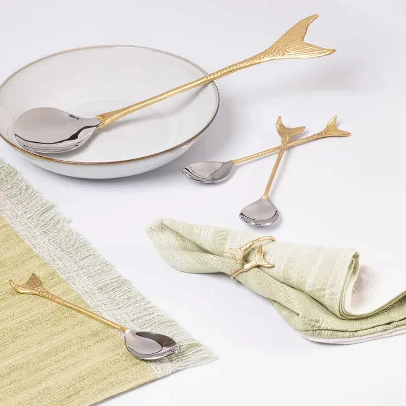 Mermaid Gold & Silver Dessert Spoons | A Touch of Elegance for Your Sweet Moments