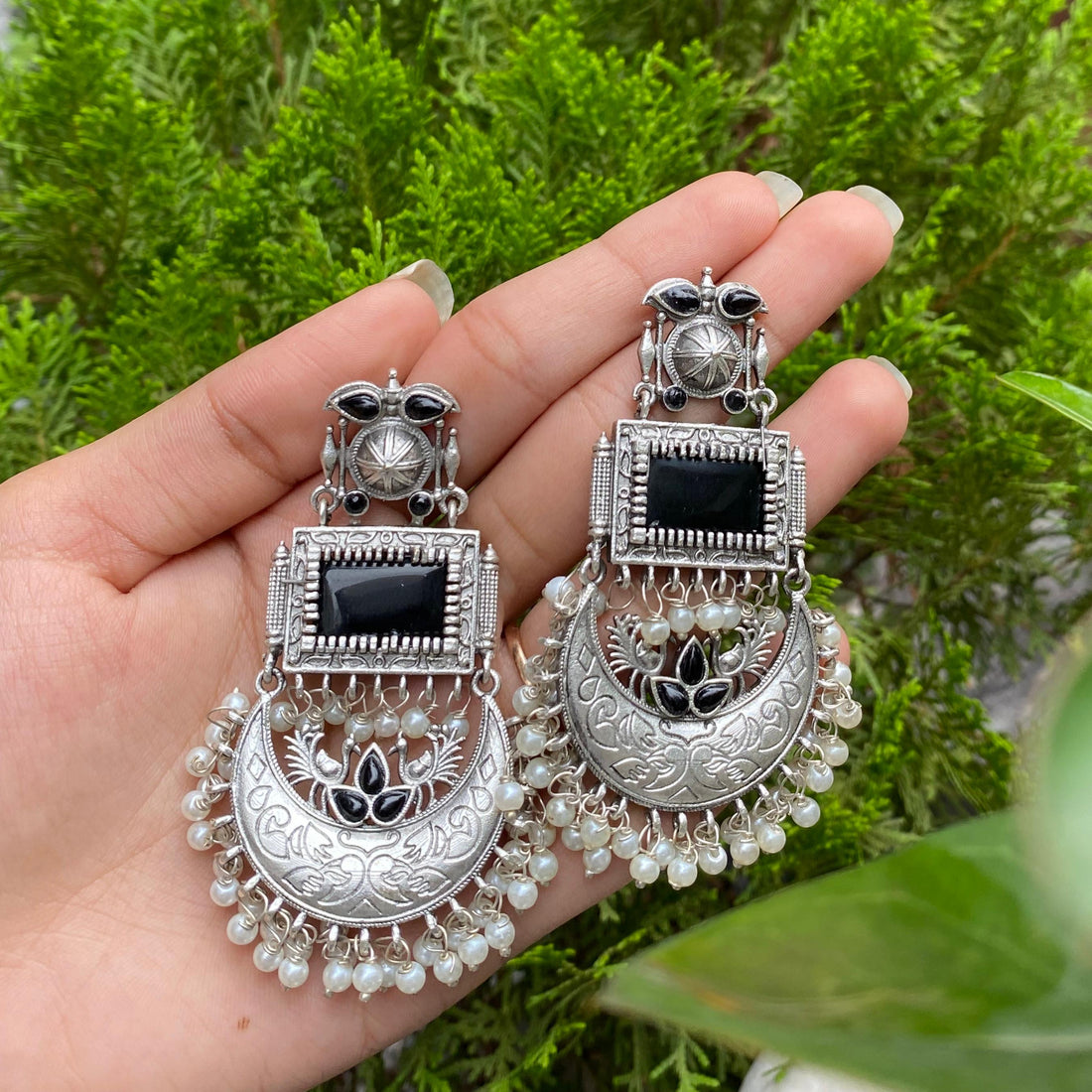 Midnight Moon Chandbalis – A Mystical Glow of Elegance and Grace