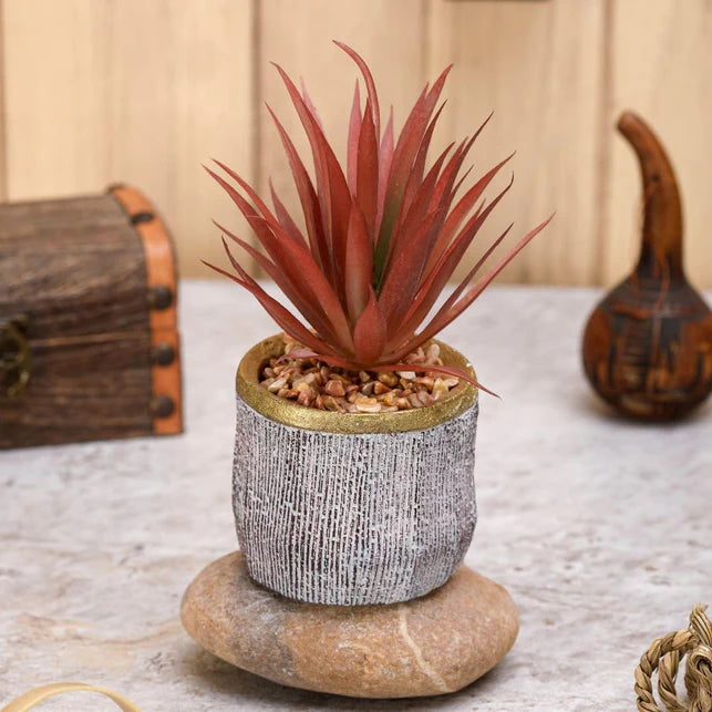 Mini Artificial Succulent with Ceramic Pot – A Touch of Nature with Zero Maintenance