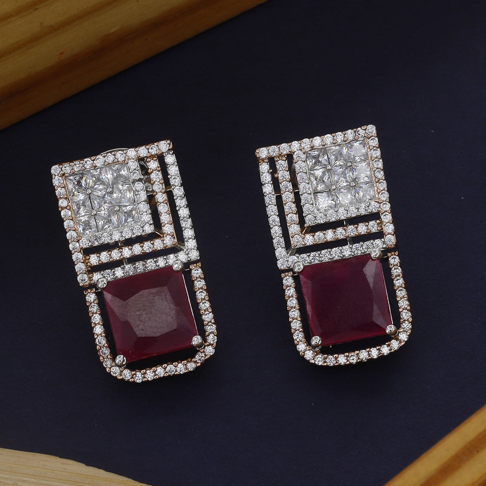 Mini Short Diamond Earrings With Colour – A Touch of Sparkle and Elegance