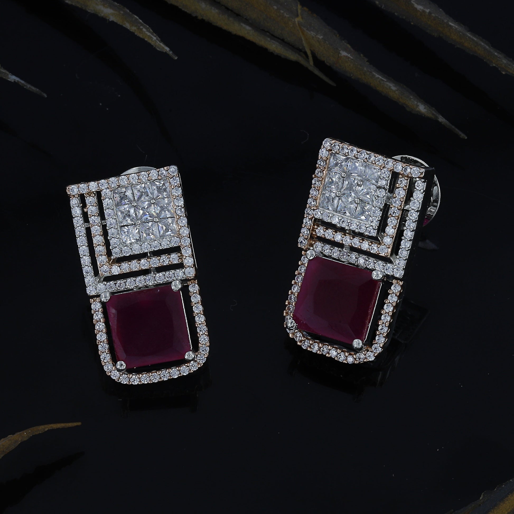 Mini Short Diamond Earrings With Colour – A Touch of Sparkle and Elegance