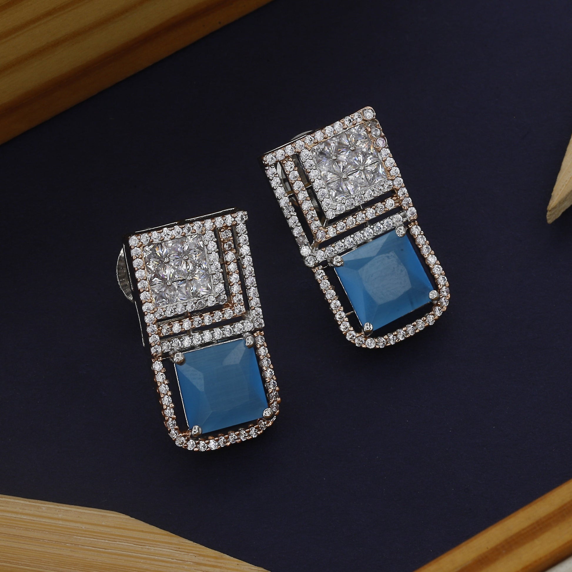 Mini Short Diamond Earrings With Colour – A Touch of Sparkle and Elegance