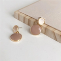Minimalist Dual Circle Drop Earrings – Beige & White with Gold Trim