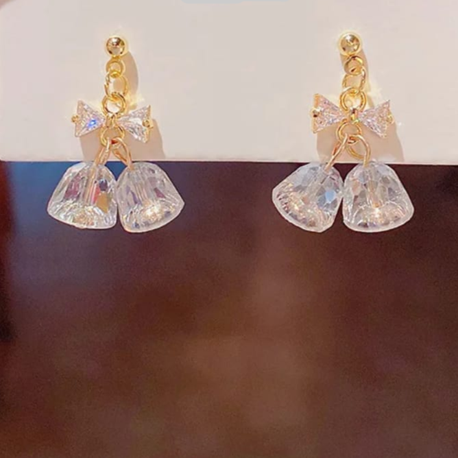 Minimalist Dual Circle Drop Earrings – Beige & White with Gold Trim