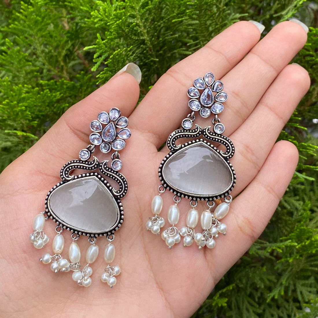 Moonstone Blossom Pearl Drops – A Delicate Dance of Light and Elegance