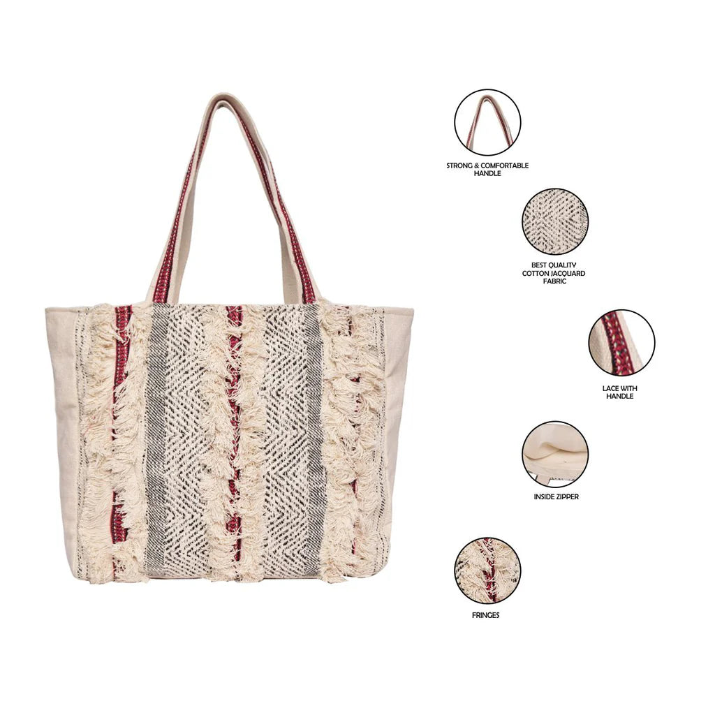 Natural Color Shopper Bag with Webbing Handle – A Perfect Blend of Style & Durability