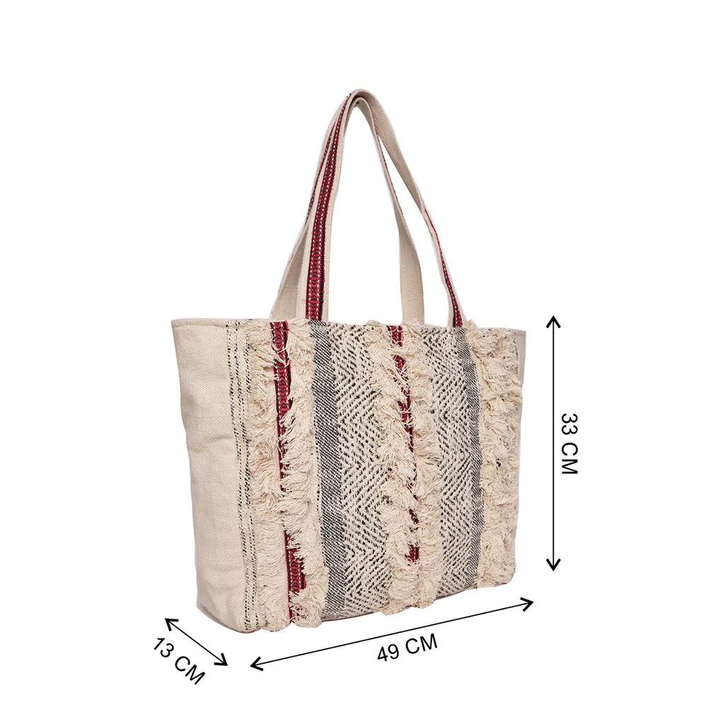 Natural Color Shopper Bag with Webbing Handle – A Perfect Blend of Style & Durability