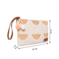 Natural Geometric Woven Makeup/Travel Pouch with Wrist Handle – Stylish & Functional On-the-Go Organizer
