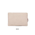 Natural Geometric Woven Makeup/Travel Pouch with Wrist Handle – Stylish & Functional On-the-Go Organizer