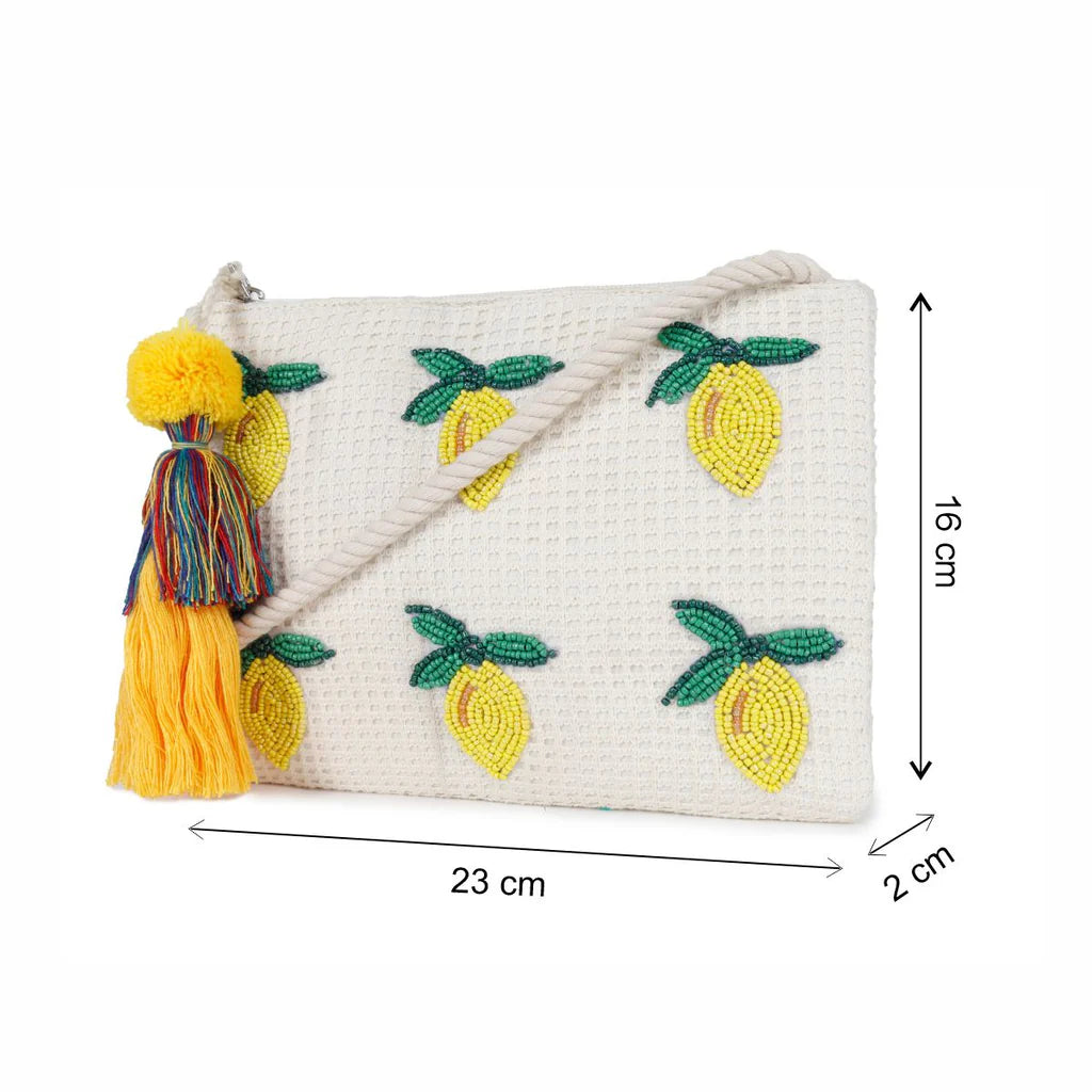 Natural Mesh Fabric Crossbody Sling Bag With Cotton Cord Long Handle Bag
