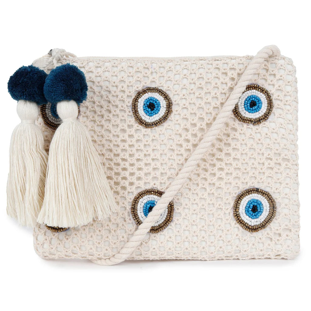 Natural Mesh Fabric Crossbody Sling Bag with Cotton Cord Long Handle – Stylish, Practical, and Eco-friendly