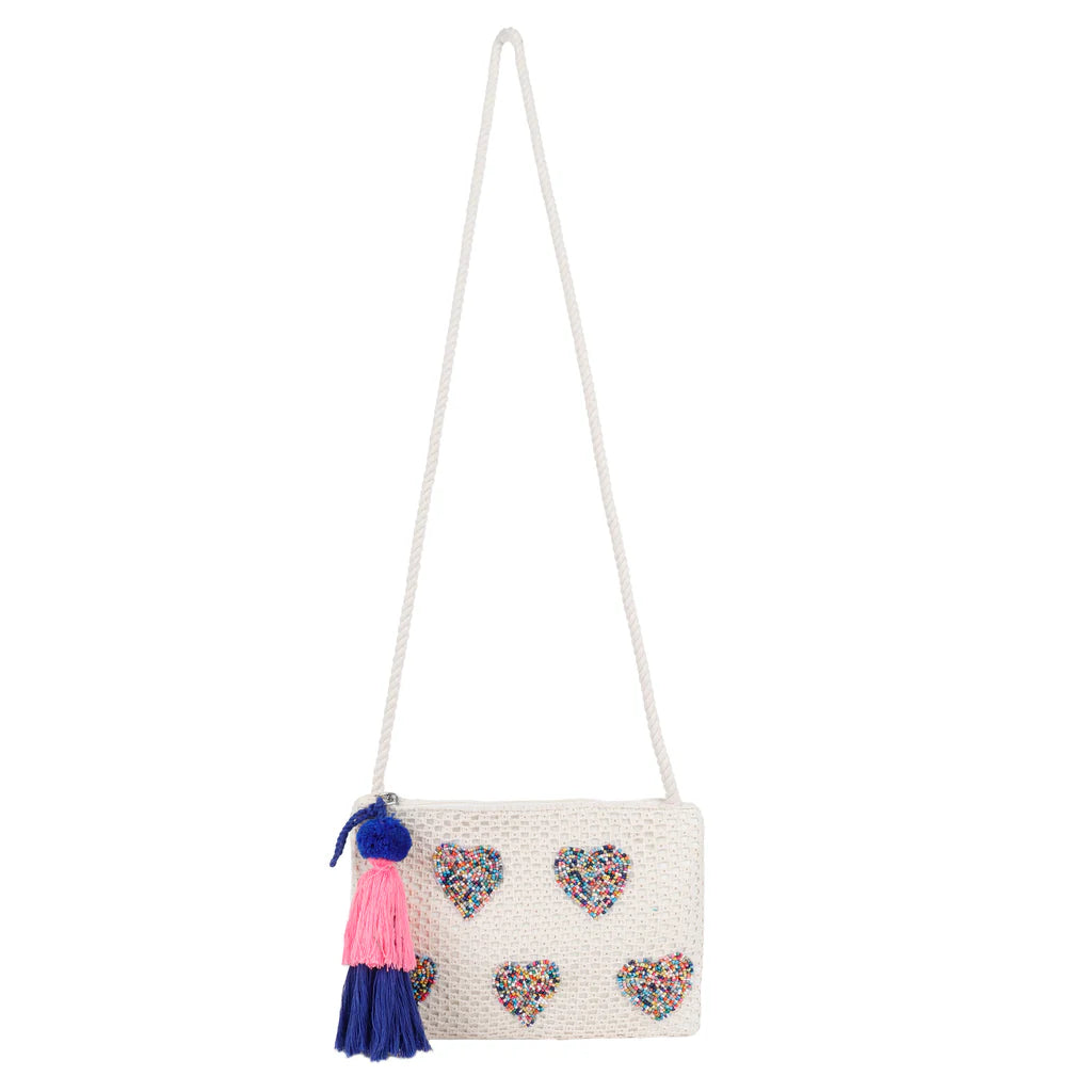 Natural Mesh Fabric Crossbody Sling Bag with Cotton Cord Long Handle – Stylish, Practical, and Eco-friendly
