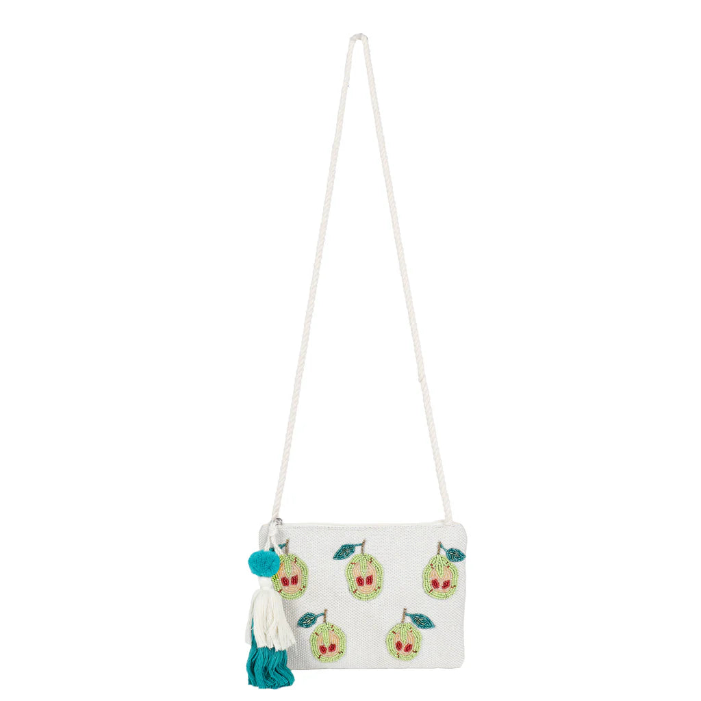 Natural Mesh Fabric Crossbody Sling Bag with Cotton Cord Long Handle – Stylish, Practical, and Eco-friendly