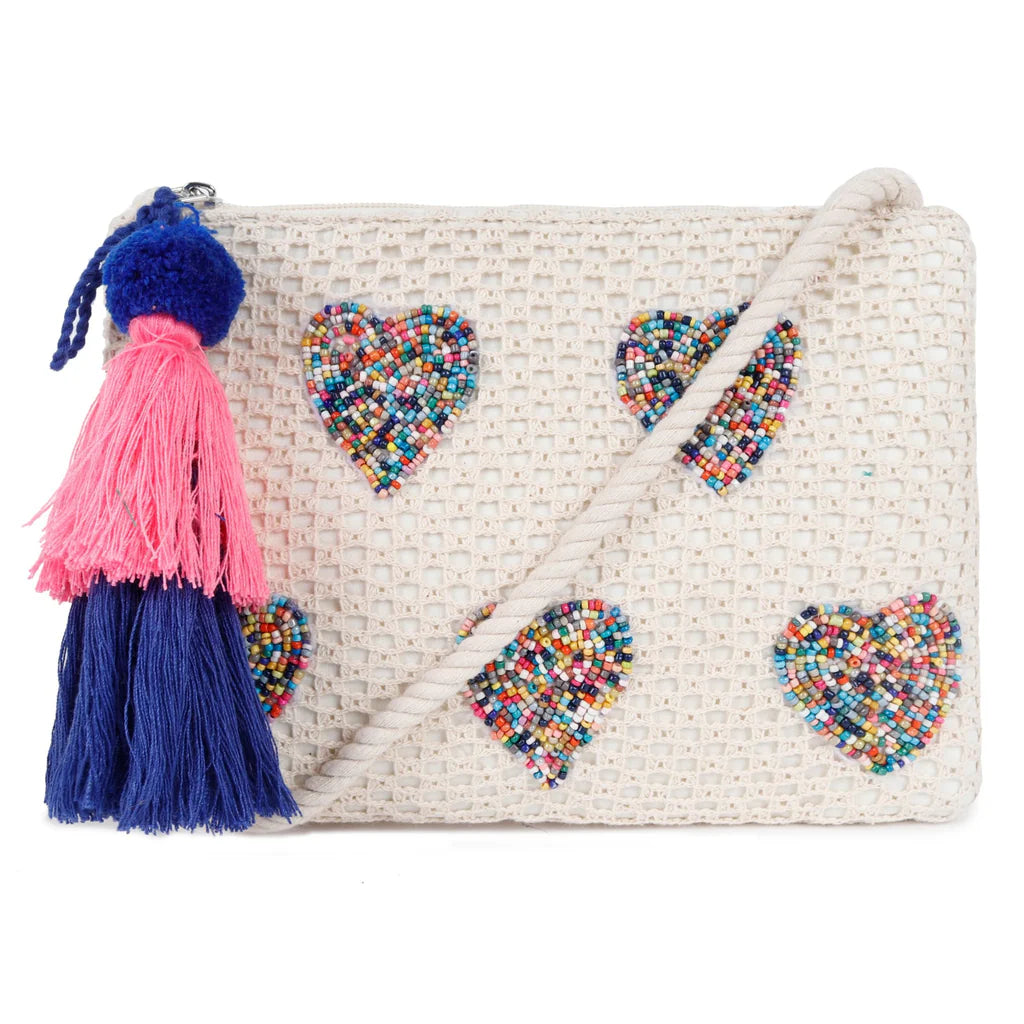 Natural Mesh Fabric Crossbody Sling Bag with Cotton Cord Long Handle – Stylish, Practical, and Eco-friendly