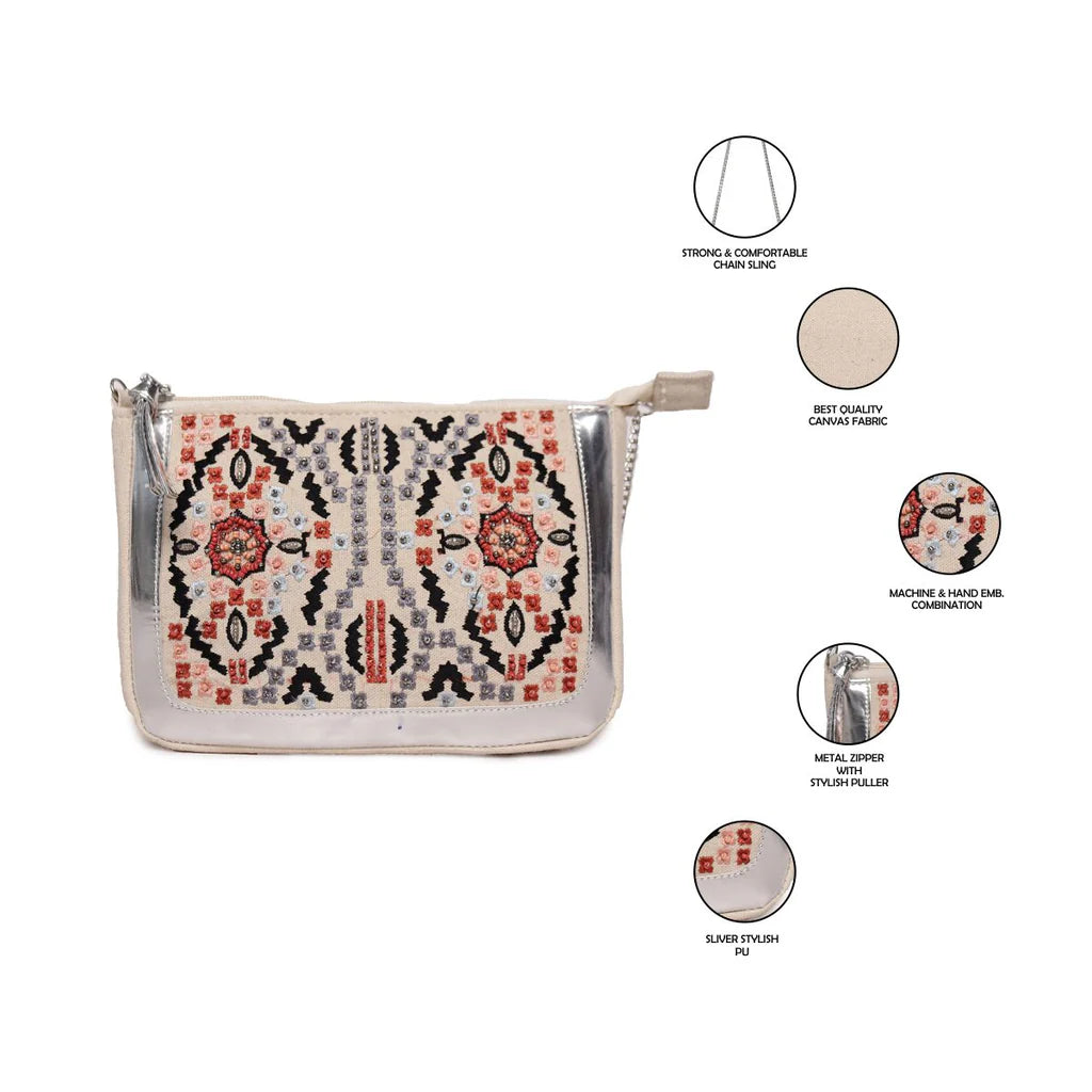 Natural Beaded Embroidered Woven Sling Bag/Travel Pouch – A Stylish Statement of Craftsmanship and Practicality