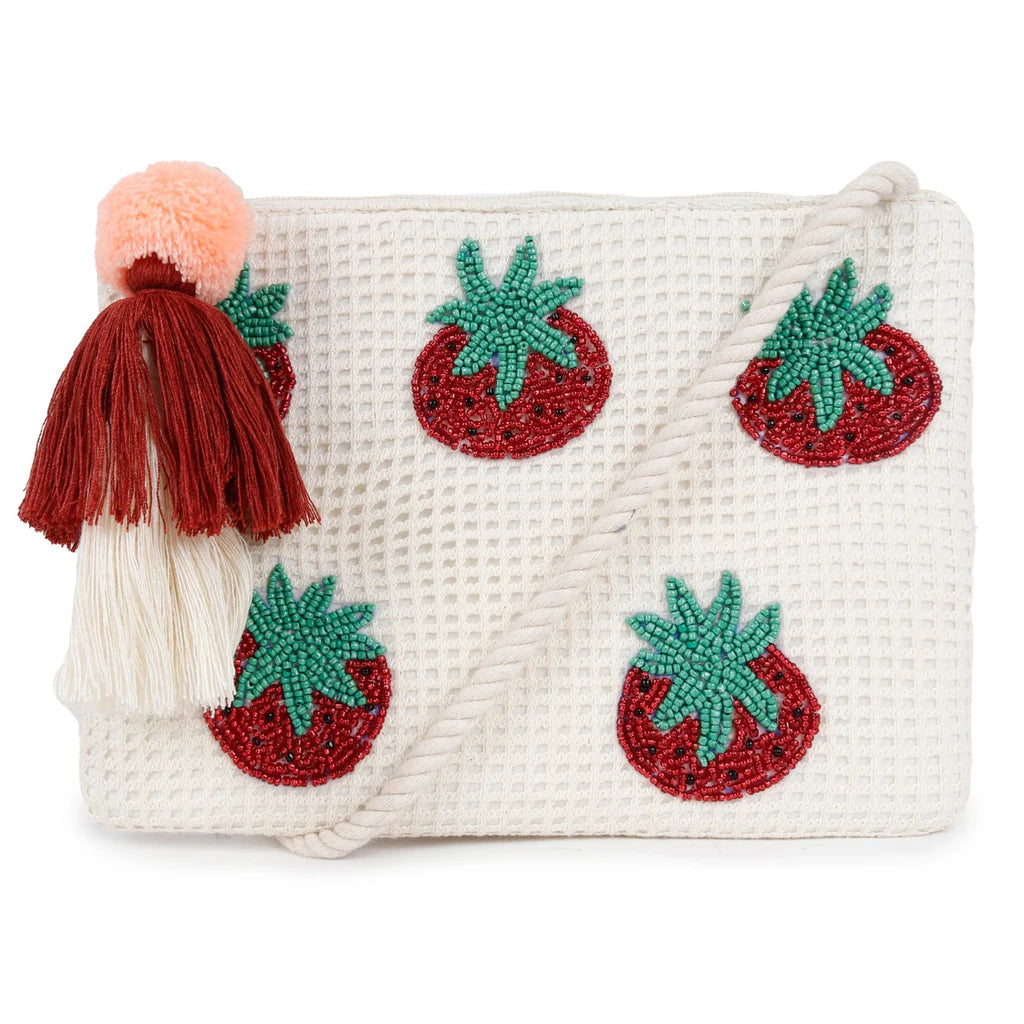 Natural Mesh Fabric Crossbody Sling Bag with Cotton Cord Long Handle – Stylish, Practical, and Eco-friendly