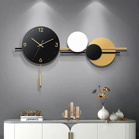 Nexus Black and Golden Circle Metal Wall Clock – A Perfect Fusion of Modern Elegance and Timeless Design