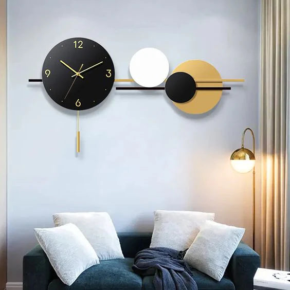 Nexus Black and Golden Circle Metal Wall Clock – A Perfect Fusion of Modern Elegance and Timeless Design